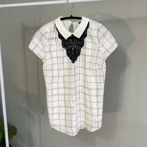 RW&Co. Black and White Short Sleeve Blouse Size S